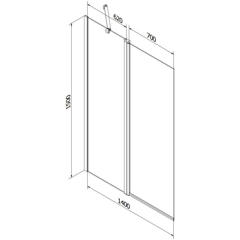Mexen Flip parawan nawannowy 2-skrzydłowy 140 x 150 cm, transparent, złoty - 894-140-101-50-00
