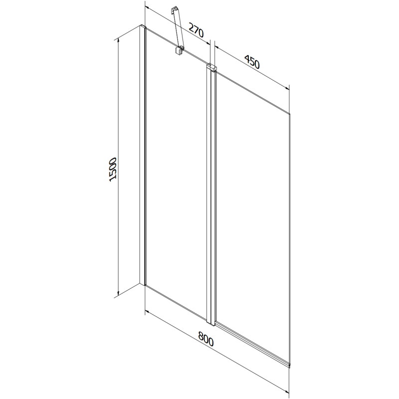 Mexen Flip 2-panel bathtub screen 80 x 150 cm, frost, gold - 894-080-101-50-30