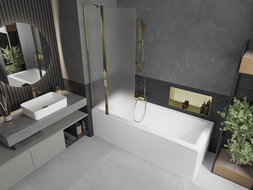 Mexen Flip διμερές παραβάν μπανιέρας 80 x 150 cm, παγετός, χρυσό - 894-080-101-50-30