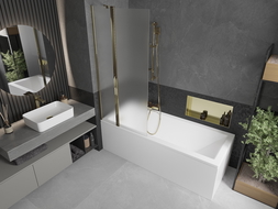 Mexen Flip divstāvu dušas aizkars 80 x 150 cm, sals, zelta - 894-080-101-50-30