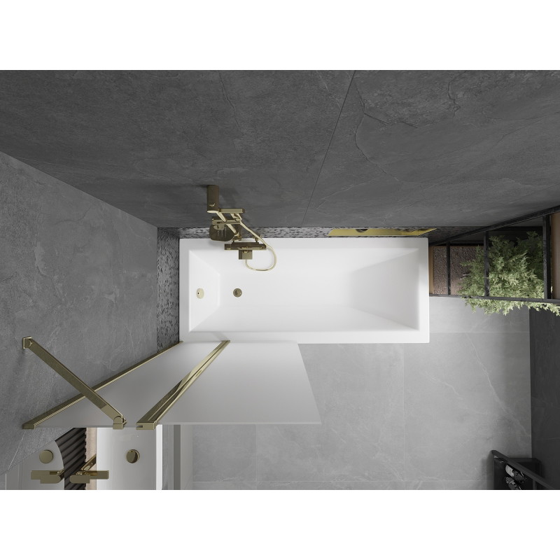 Mexen Flip 2-panel bathtub screen 80 x 150 cm, frost, gold - 894-080-101-50-30