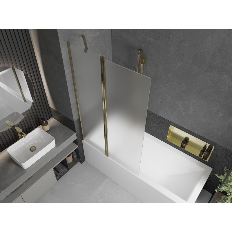 Mexen Flip 2-panel bathtub screen 100 x 150 cm, frost, gold - 894-100-101-50-30
