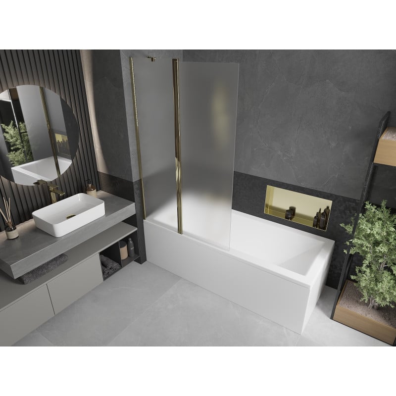 Mexen Flip 2-panel bath screen 100 x 150 cm, frost, gold - 894-100-101-50-30