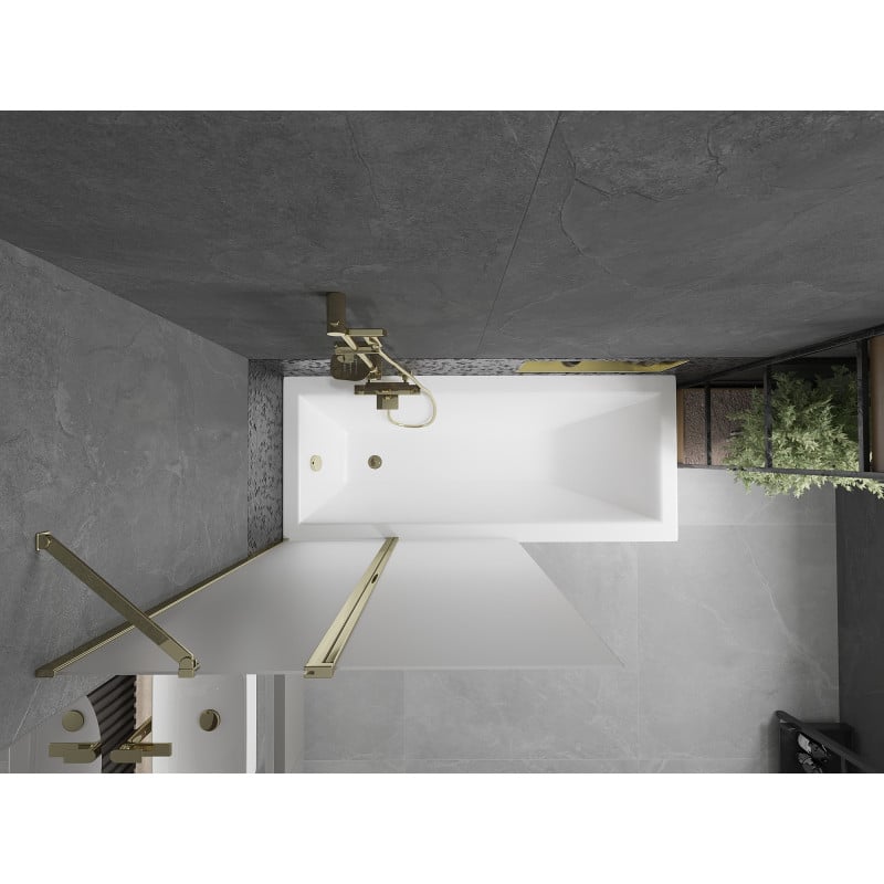 Mexen Flip parawan nawannowy 2-skrzydłowy 100 x 150 cm, szron, złoty - 894-100-101-50-30
