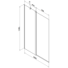 Mexen Flip parawan nawannowy 2-skrzydłowy 100 x 150 cm, szron, czarny - 894-100-101-70-30