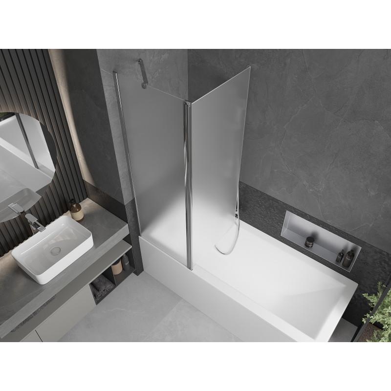 Mexen Flip mampara de bañera de 2 paneles 120 x 150 cm, escarcha, cromo - 894-120-101-01-30