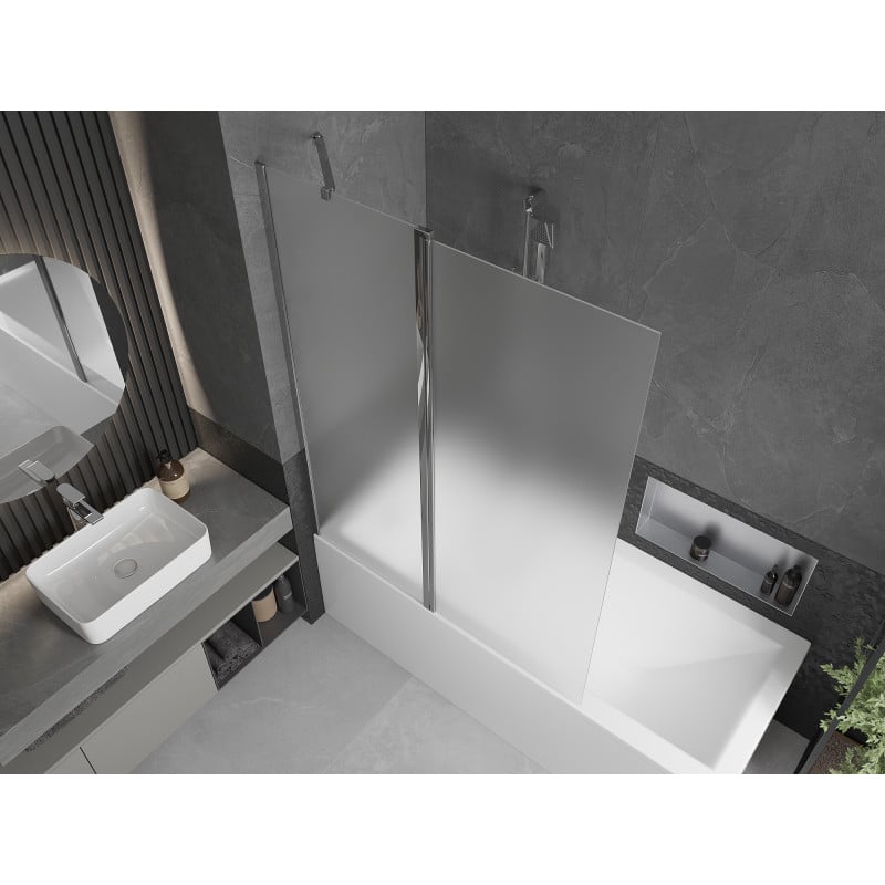 Mexen Flip parawan nawannowy 2-skrzydłowy 120 x 150 cm, szron, chrom - 894-120-101-01-30