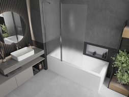 Mexen Flip paravento per vasca da bagno a 2 ante 120 x 150 cm, smerigliato, cromo - 894-120-101-01-30