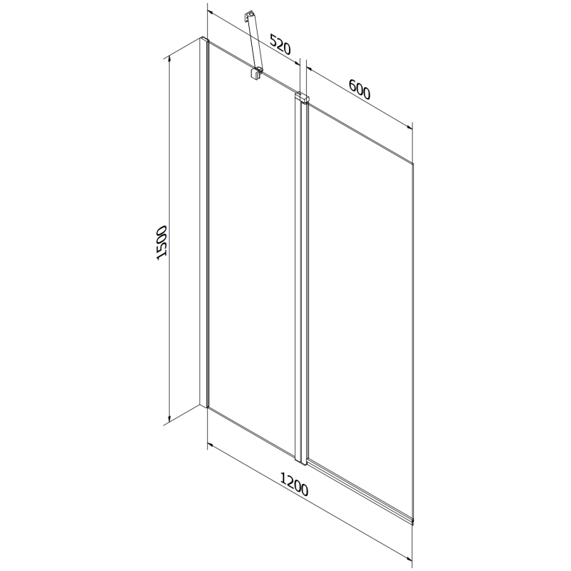 Mexen Flip 2-panel bath screen 120 x 150 cm, frost, chrome - 894-120-101-01-30