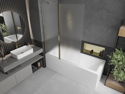 Mexen Flip paravento da bagno a 2 ante 120 x 150 cm, satinato, oro - 894-120-101-50-30