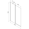 Mexen Flip Badewannenabtrennung 2-flügelig 120 x 150 cm, satiniert, schwarz - 894-120-101-70-30