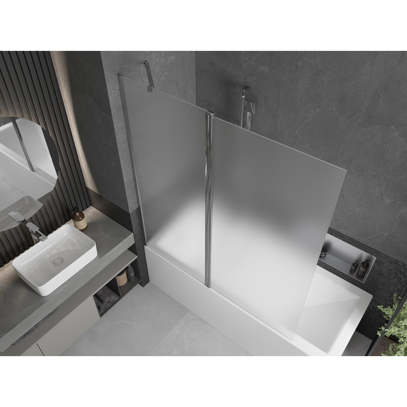 Mexen Flip mampara de bañera de 2 hojas 140 x 150 cm, esmerilado, cromo - 894-140-101-01-30