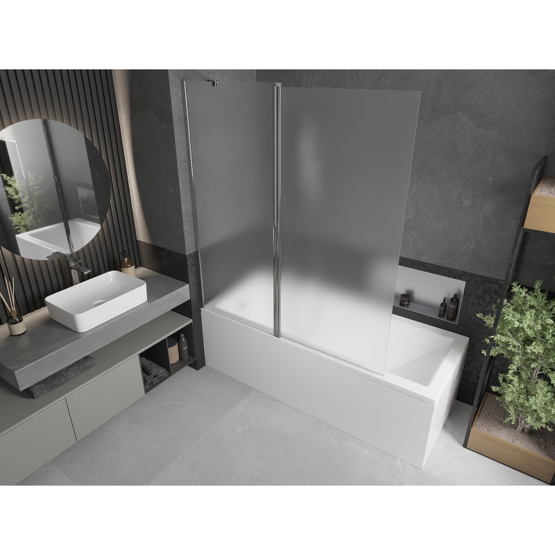 Mexen Flip paroi de baignoire à 2 volets 140 x 150 cm, dépoli, chromé - 894-140-101-01-30