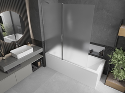 Mexen Flip paratia da vasca a 2 ante 140 x 150 cm, brina, cromo - 894-140-101-01-30