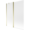 Mexen Flip badwand tweedelig 140 x 150 cm, ijsglas, goud - 894-140-101-50-30