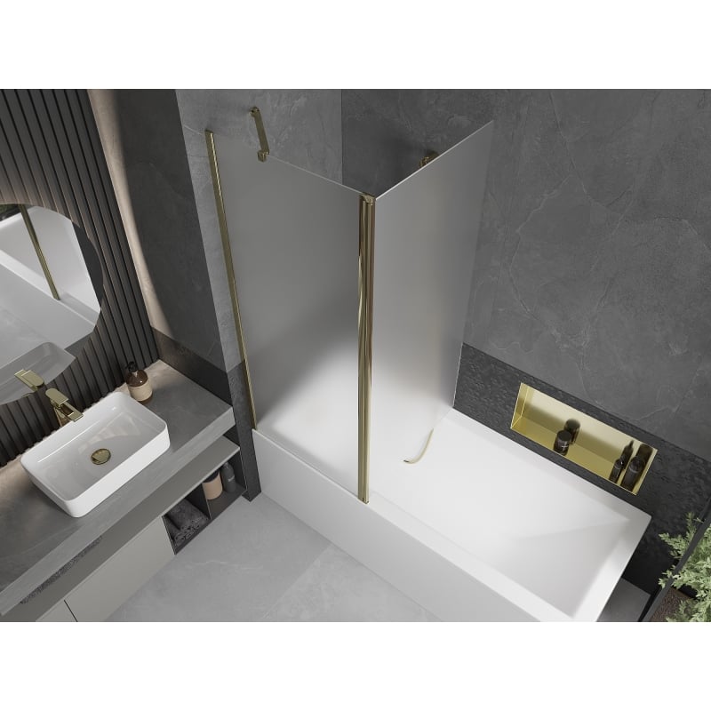 Mexen Flip kaheosaline vannisein 140 x 150 cm, härm, kuldne - 894-140-101-50-30