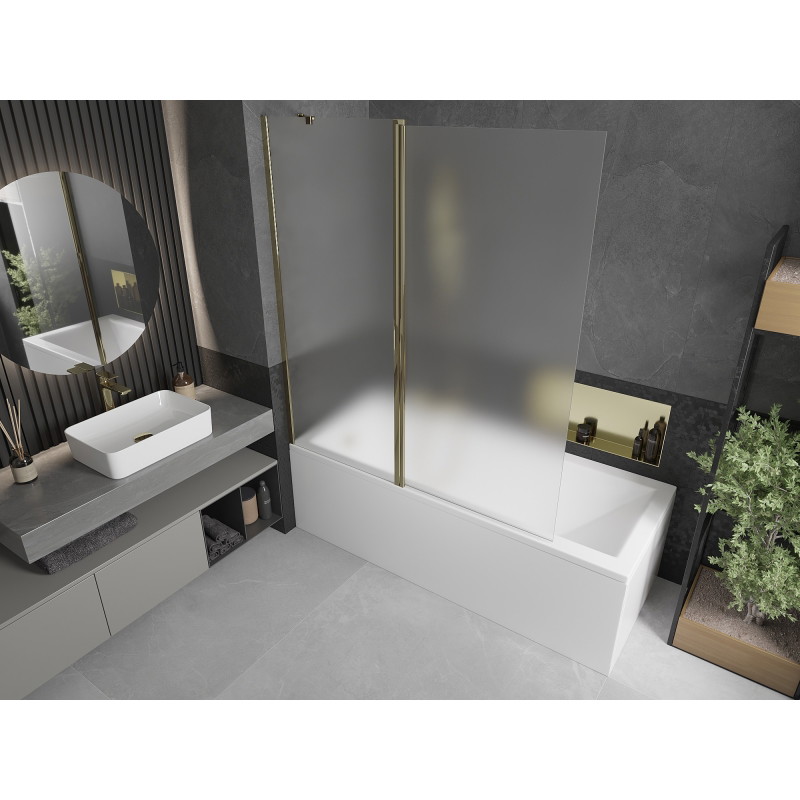 Mexen Flip 2-panel bathtub screen 140 x 150 cm, frost, gold - 894-140-101-50-30