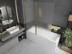 Mexen Flip δίφυλλη καμπίνα ντους 140 x 150 cm, παγετώδης, χρυσή - 894-140-101-50-30