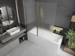 Mexen Flip pare-douche baignoire 2 volets 140 x 150 cm, givre, or - 894-140-101-50-30