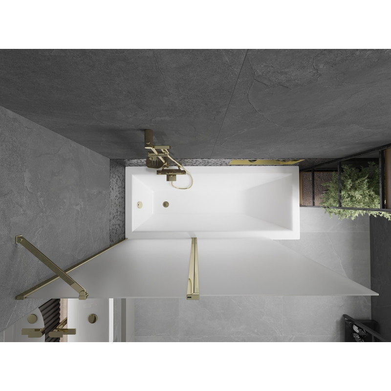 Mexen Flip Dvokrilni paravan za kadu 140 x 150 cm, mat, zlatni - 894-140-101-50-30