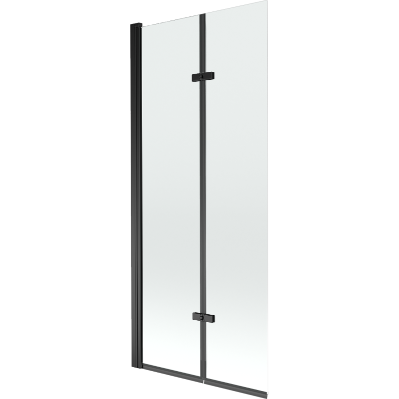 Mexen Castor Badewannen-Faltwand 2-flügelig 80 x 150 cm, transparent, schwarz - 892-080-002-70-00