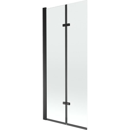 Mexen Castor badwand 2-delig 80 x 150 cm, transparant, zwart - 892-080-002-70-00
