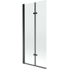 Mexen Castor Badewannen-Faltwand 2-flügelig 80 x 150 cm, transparent, schwarz - 892-080-002-70-00