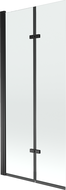 Mexen Castor badwand 2-delig 80 x 150 cm, transparant, zwart - 892-080-002-70-00
