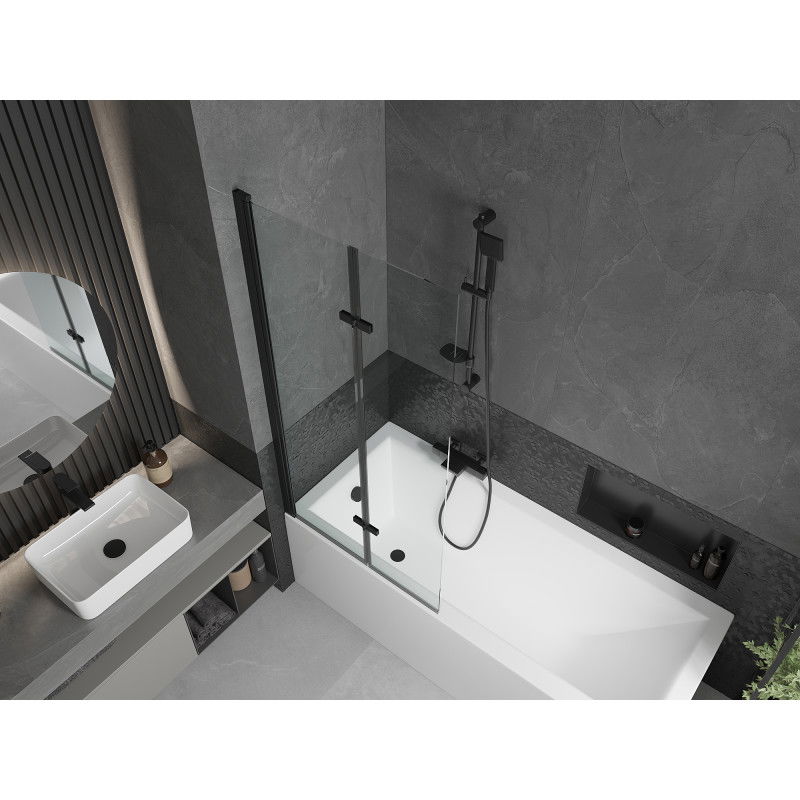 Mexen Castor écran de baignoire à 2 ailes 80 x 150 cm, transparent, Noir - 892-080-002-70-00