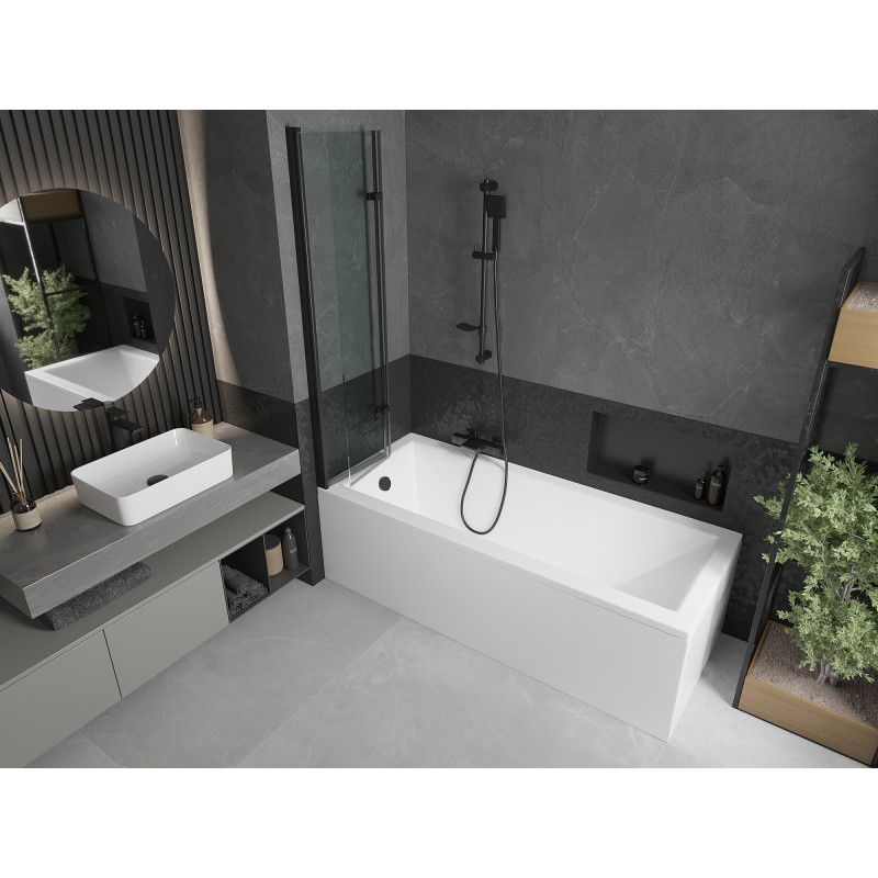 Mexen Castor 2-wing bathtub screen 80 x 150 cm, transparent, Black - 892-080-002-70-00