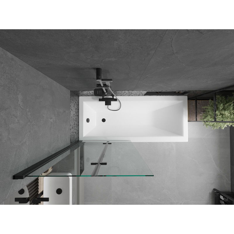 Mexen Castor 2-wing bathtub screen 80 x 150 cm, transparent, Black - 892-080-002-70-00