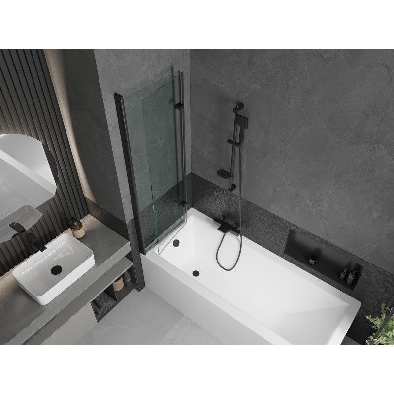 Mexen Castor 2-wing bathtub screen 100 x 150 cm, transparent, Black - 892-100-002-70-00