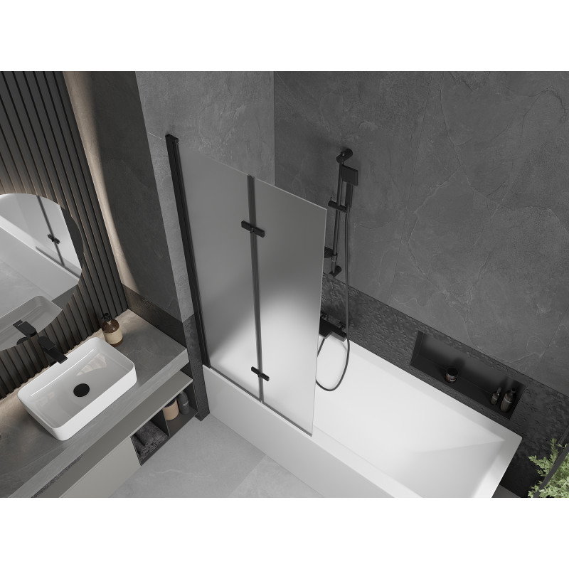 Mexen Castor 2-wing bathtub screen 80 x 150 cm, Frosted, Black - 892-080-002-70-30