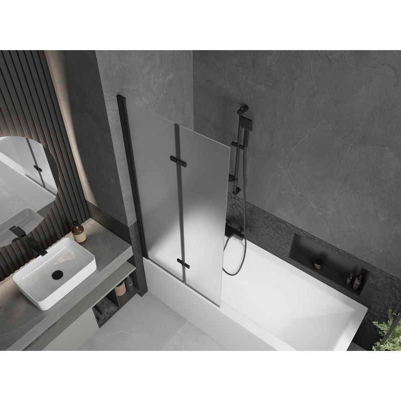 Mexen Castor Badewannenaufsatz 2-flügelig 80 x 150 cm, satiniert, schwarz - 892-080-002-70-30