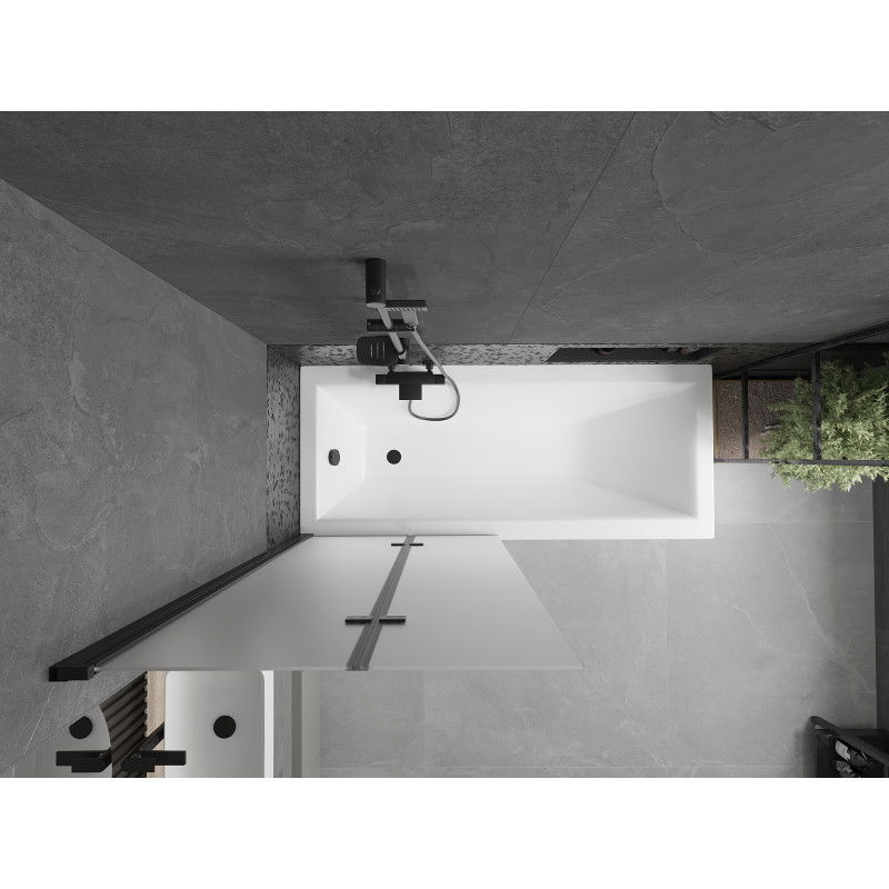 Mexen Castor 2-wing bathtub screen 80 x 150 cm, Frosted, Black - 892-080-002-70-30