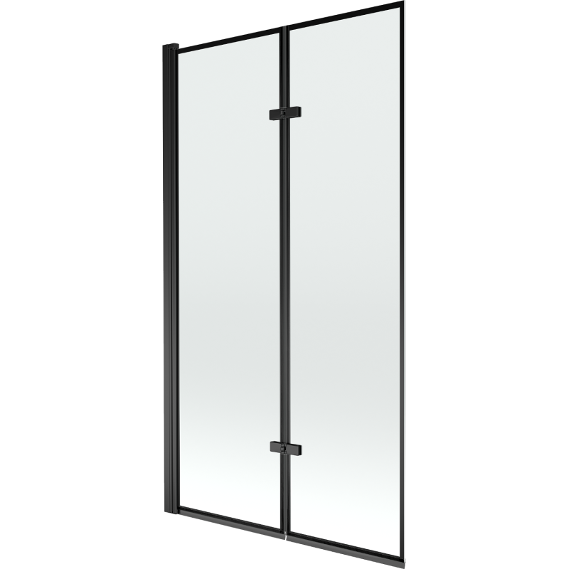 Mexen Castor badwand 2-delig 100 x 150 cm, zwart frame, zwart - 892-100-002-70-70
