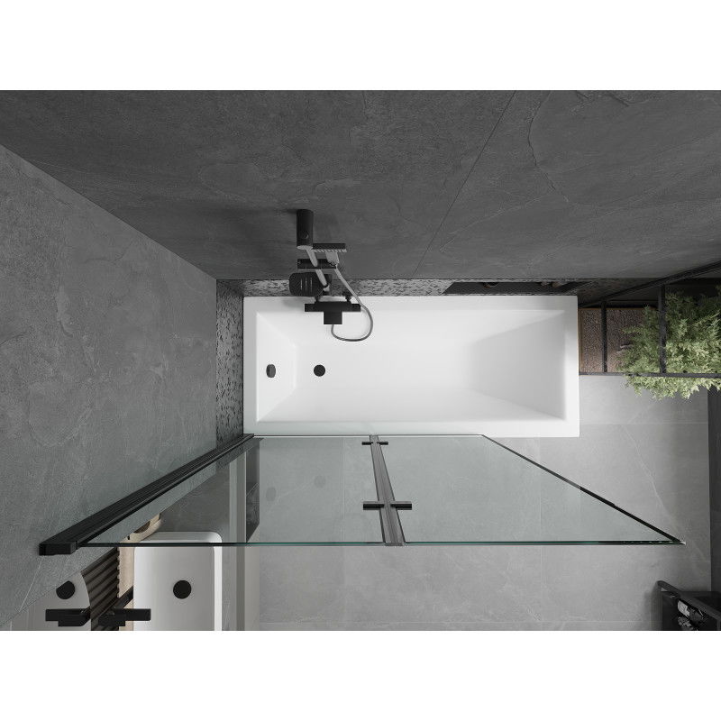 Mexen Castor Badewannenfaltwand 2-teilig 120 x 150 cm, schwarzer Rahmen, schwarz - 892-120-002-70-70