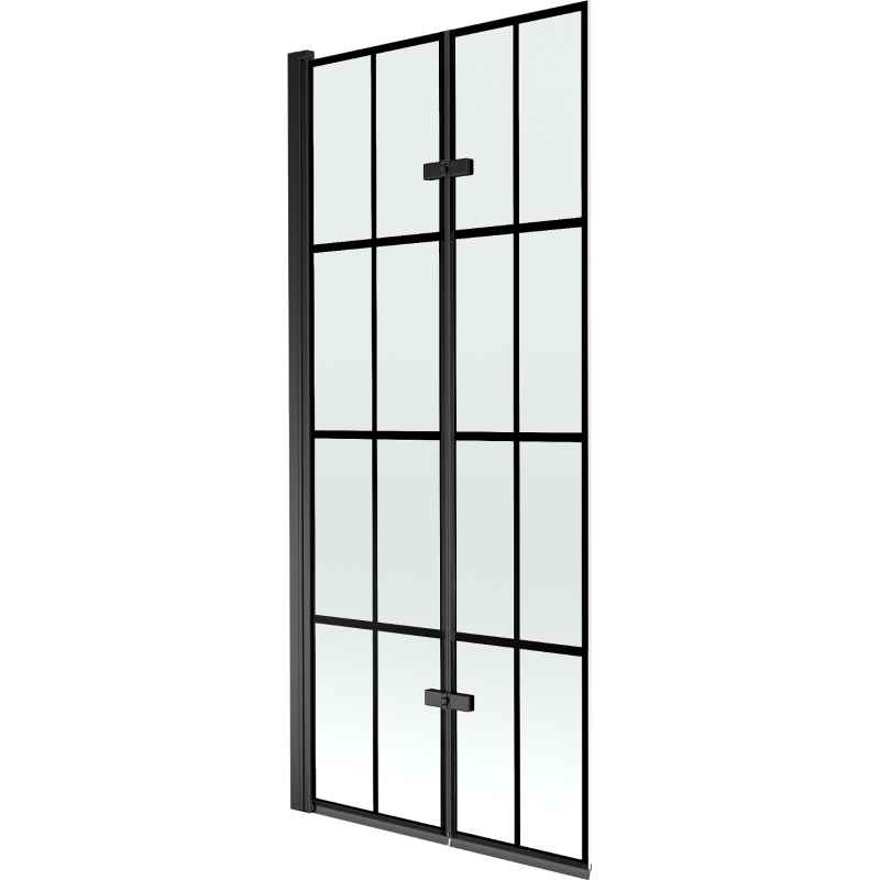Mexen Castor Badewannenwand 2-flügelig 80 x 150 cm, schwarzes Gitter, schwarz - 892-080-002-70-77