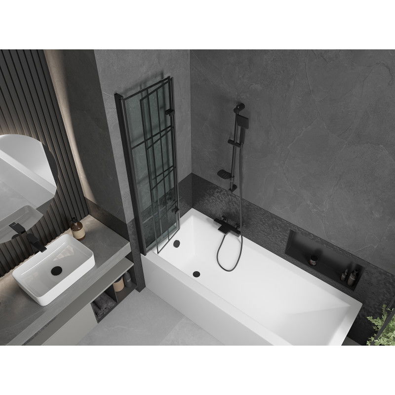 Mexen Castor écran de baignoire à 2 ailes 80 x 150 cm, Design noir, Noir - 892-080-002-70-77