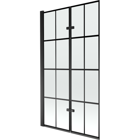 Mexen Castor Badewannenabtrennung 2-flügelig 100 x 150 cm, schwarzes Gitter, schwarz - 892-100-002-70-77