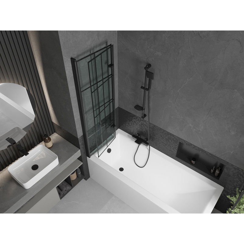 Mexen Castor 2-wing bathtub screen 100 x 150 cm, Black pattern, Black - 892-100-002-70-77