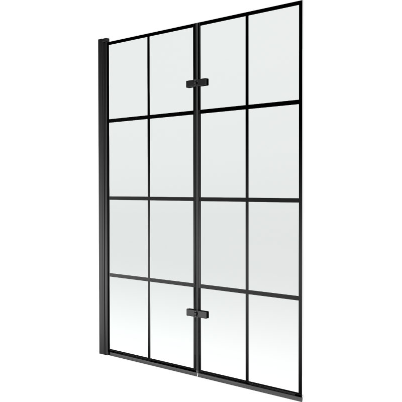 Mexen Castor 2-flügelige Badewannenfaltwand 120 x 150 cm, schwarzes Gitter, schwarz - 892-120-002-70-77