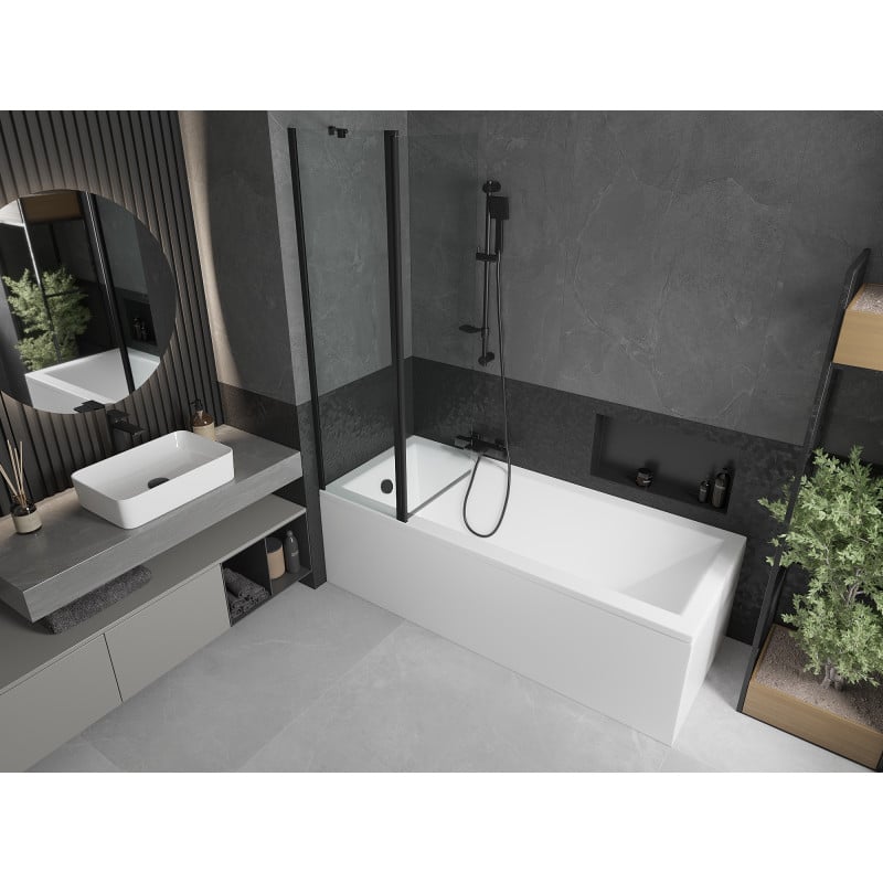 Mexen Flip 2-panel bath screen 100 x 150 cm, transparent, black - 894-100-101-70-00