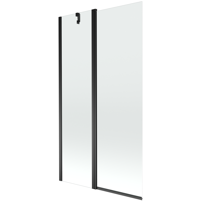Mexen Flip badscherm 2-delig 100 x 150 cm, transparant, zwart - 894-100-101-70-00