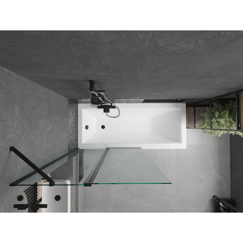 Mexen Flip 2-panel bath screen 100 x 150 cm, transparent, black - 894-100-101-70-00