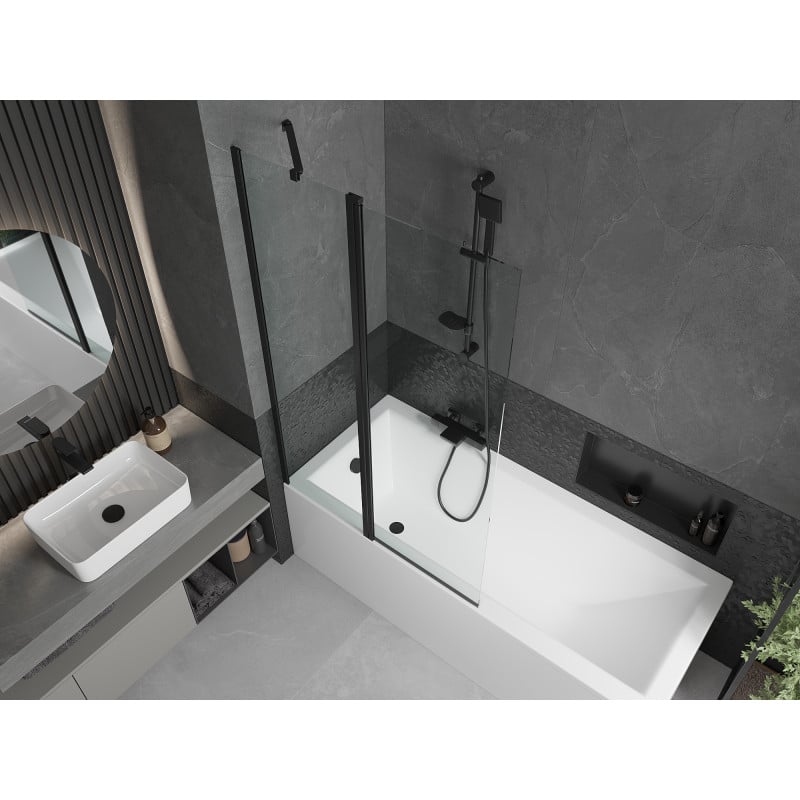 Mexen Flip 2-panel bath screen 100 x 150 cm, transparent, black - 894-100-101-70-00