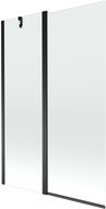 Mexen Flip badscherm 2-delig 120 x 150 cm, transparant, zwart - 894-120-101-70-00