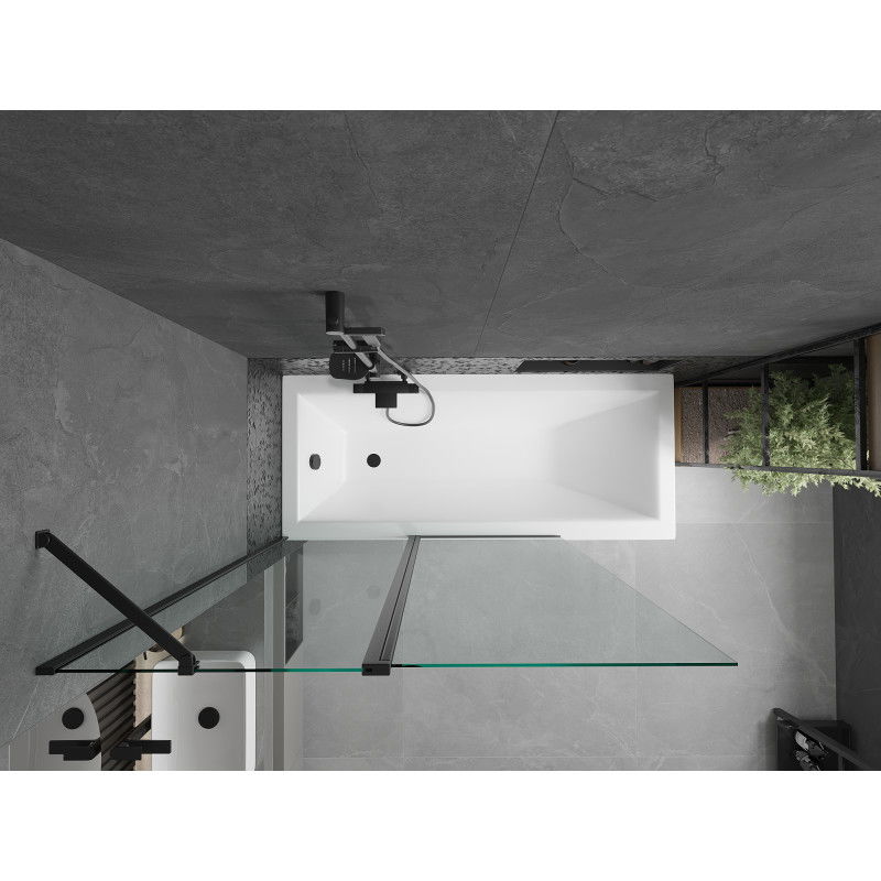 Mexen Flip 1-wing bathtub screen 120 x 150 cm, transparent, Black - 894-120-101-70-00