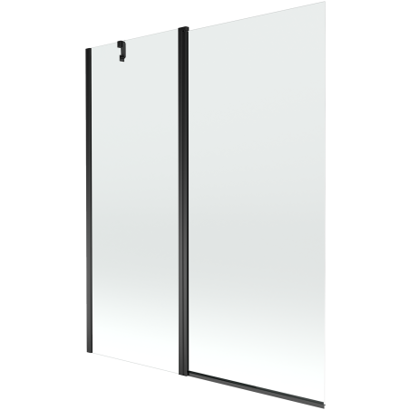 Mexen Flip Badeparavent 2-flügelig 140 x 150 cm, transparent, schwarz - 894-140-101-70-00