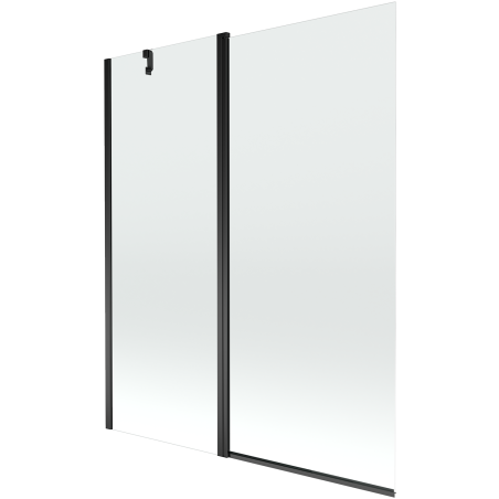 Mexen Flip badwand 2-delig 140 x 150 cm, transparant, zwart - 894-140-101-70-00